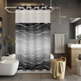 thumbnail image 5 of No Hook Black Gray Ombre Shower Curtain with Snap in Liner Set, Modern Abstract Striped Polka Dots Waterproof Fabric Bathroom Curtains with See Through Top Window, Hotel Style Stall 54 x 78 Inch, 5 of 9