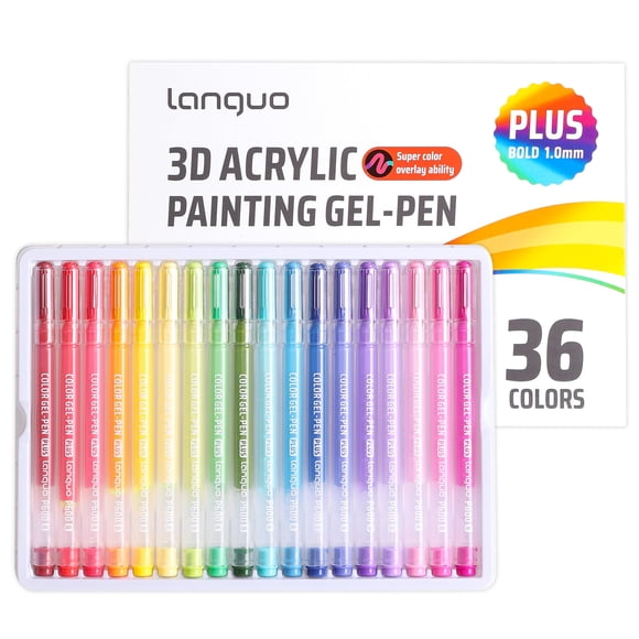 Set de 36 Bolígrafos de Gel Acrílico Languo 3D con Punta de 1 mm