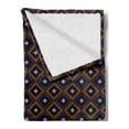 thumbnail image 2 of Ikat Soft Flannel Fleece Blanket, Repeated Diamonds and Hatch Lines Native Design Traditional Halloween Colors, Cozy Plush for Indoor and Outdoor Use, 70" x 90", Orange Purple Black, by Ambesonne, 2 of 5