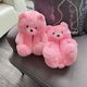 thumbnail image 2 of Zapatillas de oso de peluche para mujer, hogar, interior, suaves, antideslizantes, lindos zapatos de invierno cálidos, zapatillas de dibujos animados, 2 of 5
