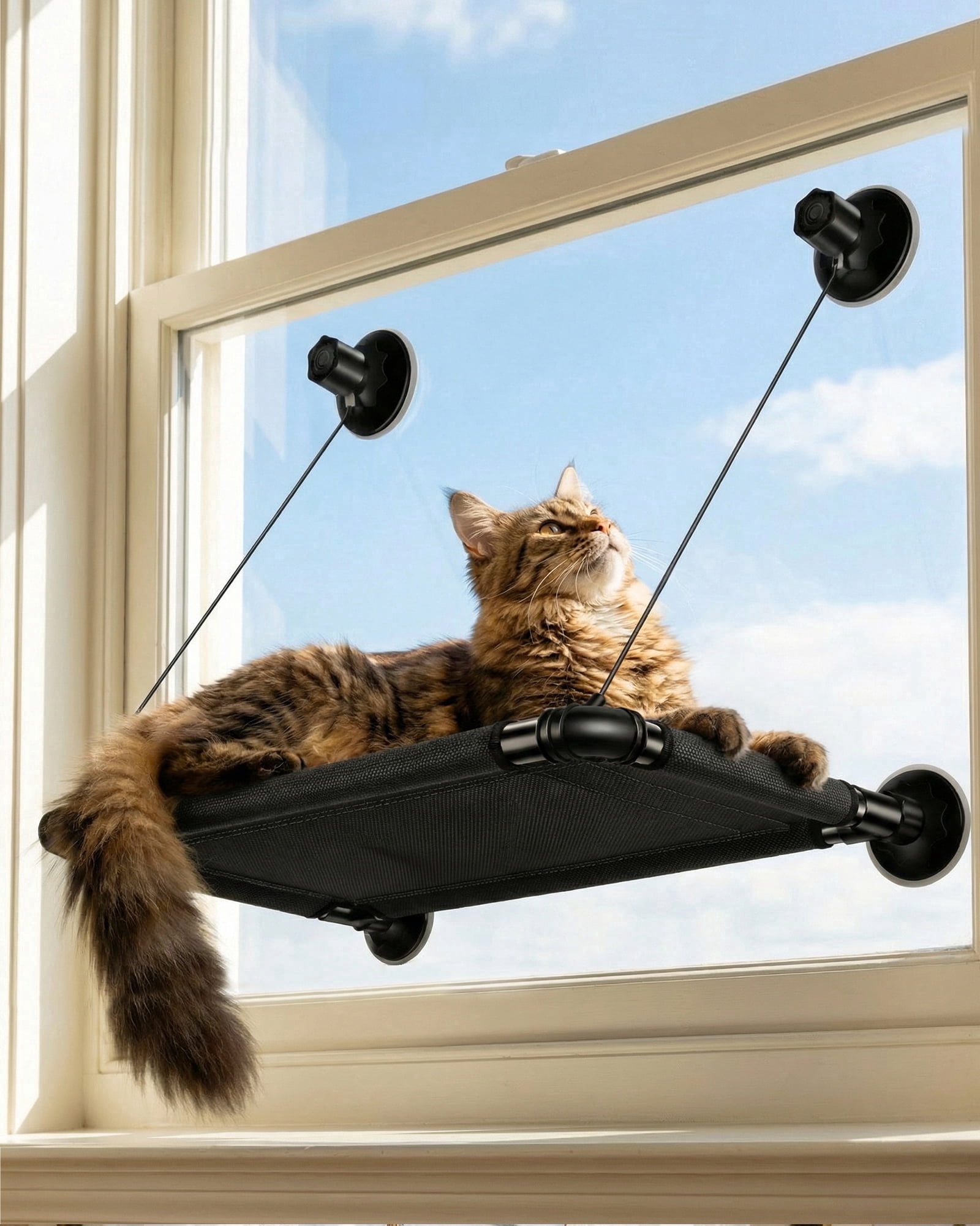 Cat Window Perch, Cat Hammock for Window, Safety Cat Window Perch for Cats Inside - Space Saving Window Mounted Cat Seat Cat Bed for Large Cats