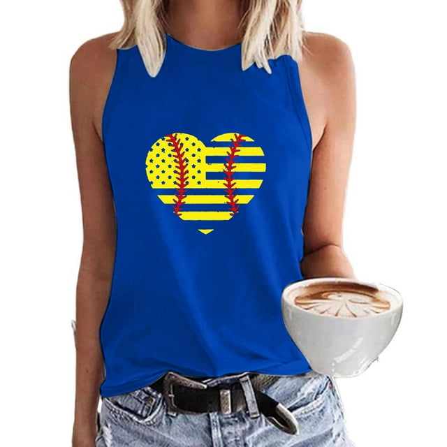 Fiudx Camisetas para Mujer Moda Mujer Impresión Cuello Redondo Sin Mangas Bloque Túnica Camisetas