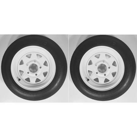 - Two Trailer Tires On Rims 4.80-12 480-12 4.80 X 12 LRB 5Lug Wheel White Spoke