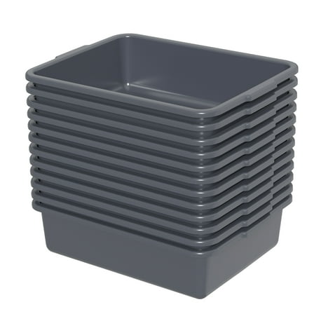 Haodehen 13 L Plastic Commercial Bus Box, 12-pack Plastic Bus Bin, Gray