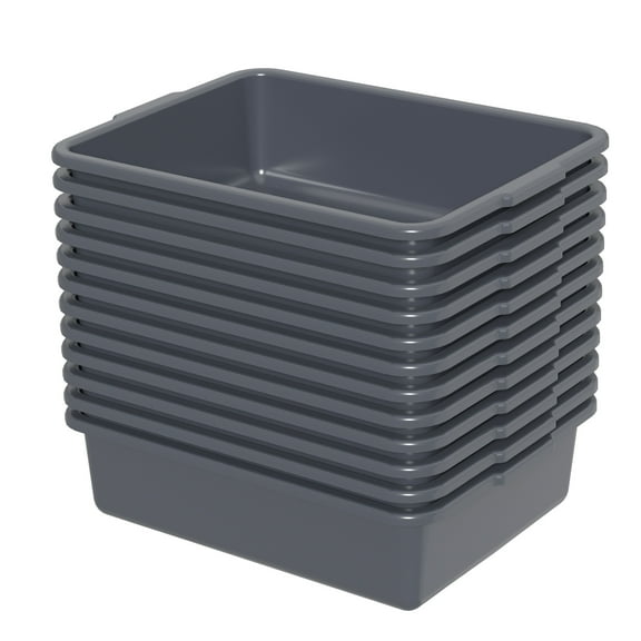 Haodehen 13 L Plastic Commercial Bus Box, 12-pack Plastic Bus Bin, Gray