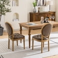 thumbnail image 3 of Dining Chairs Set of 2 French Style Nailhead Trim Faux Leather Fabric,Kitchen & Dining Room Chairs with Wood Legs (2 Pieces, Brown), 3 of 8