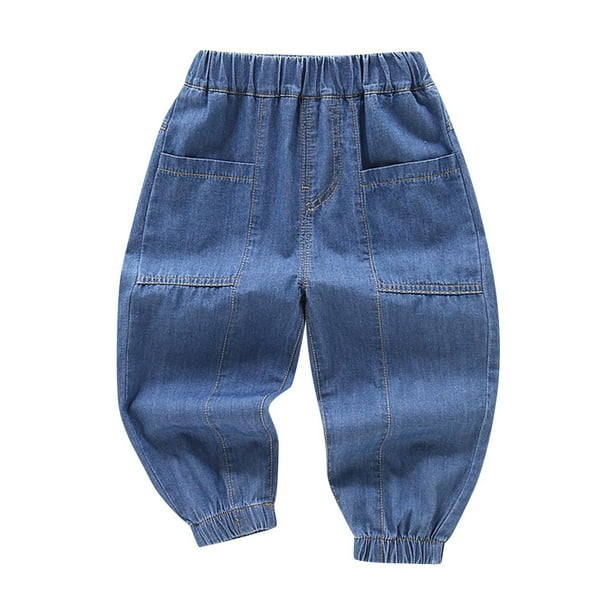 Odeerbi 2-10 Años Niños Niñas Pantalones Vaqueros Jogger Color Sólido Cintura Media Vaqueros Con Bolsillo