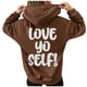 thumbnail image 1 of Gibobby Sudaderas universitarias con capucha Sudaderas informales holgadas para mujer, Top de con bloqueo de color con capucha, suéter estampado cálido informal de manga larga （Marrón， L), 1 of 5
