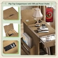 thumbnail image 3 of Aukfa Flip Top End Table with USB Ports, Power Outlets, Drawer, and Cup Holders - Compact Side Table with Bookshelf for Living Room, Bedroom, or Small Spaces - Antique Brown, 3 of 8