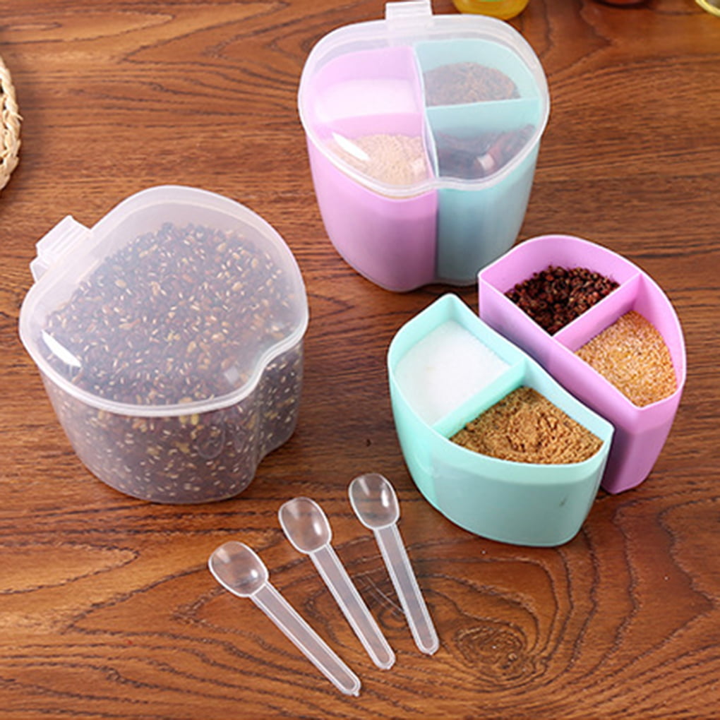 Morza Seasoning Rack Spice Pots Plastic Seasoning Storage Box Container Condiment Jars Cover Spoon Cruet 