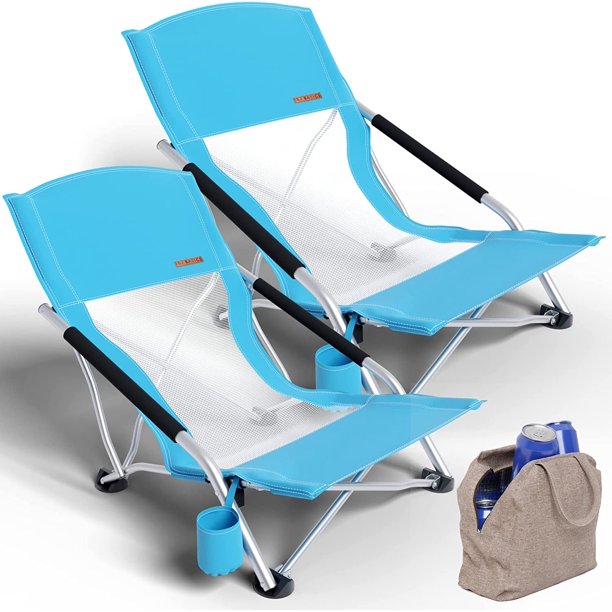 2 Pack Low Beach Chairs for Adults Ultra Light, Heavy Duty Beach