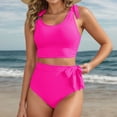 thumbnail image 2 of Xijirk Tankini Swimsuits for Women,Solid Color Bikini Set High Waist Tankini Top with Bottom Sports Swimwear Two Piece Bathing Suit for Swimming Beach,Swimsuit for Women,S,Red, 2 of 5