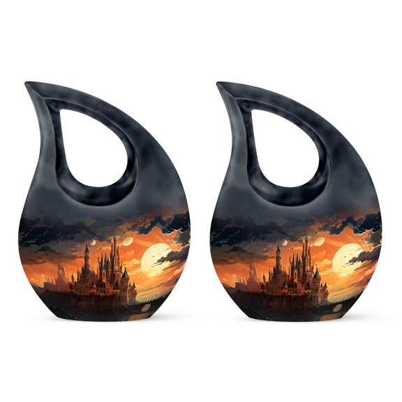 The Twilight Castle Urn - Burial Urns For Adult Human Ashes - Urn For Adult Female & Male - Urn Keepsakes For Ashes - Miniature Urns For Human Ashes, mini urns for human ashes(Size - 4inch, 2Pcs)