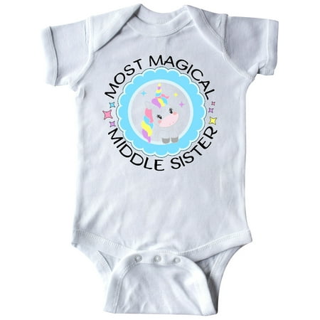 

Inktastic Most Magical Middle Sister- cute unicorn badge Gift Baby Girl Bodysuit