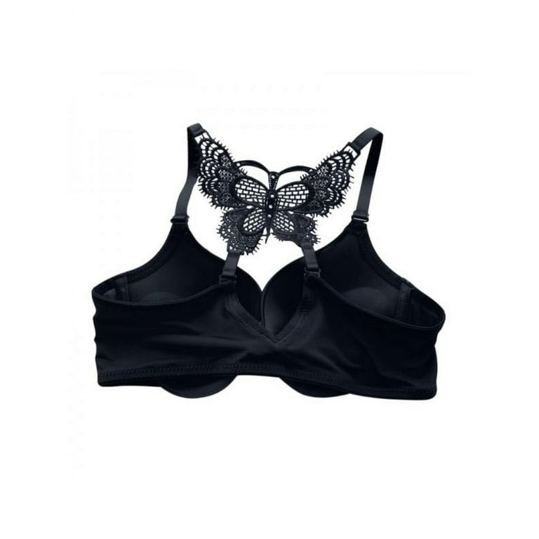 MarinaVida Sexy Women Bra Front Closure Lace Bra Butterfly Racer Back Push  Up Bras Underwear Lingerie