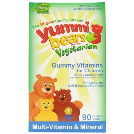 Yummi Bears Vegetarian Sour Multi-Vitamin & Mineral Gummies, 90 CT