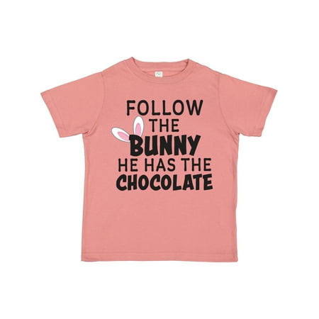 

Inktastic Follow the Bunny He Has the Chocolate with Bunny Ears Gift Toddler Boy or Toddler Girl T-Shirt