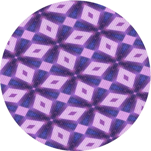 Ahgly Company Machine Washable Indoor Round Transitional Violet Purple Area Rugs, 6' Round