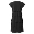 thumbnail image 4 of Tianiyouqing Womens Vacation Chiffon Dress Summer Tiered Layered Crew Neck Tulle Pleated Swing Dresses Knee Length Short Sleeve Beach Midi Dresses Black XL, 4 of 6