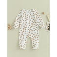 thumbnail image 2 of Wassery Baby Girls Boys Jumpsuit Long Sleeve Crew Neck Bear Print Zipper Closure Romper 3M 6M 9M 12M Infant Cute One Piece Clothes, 2 of 8