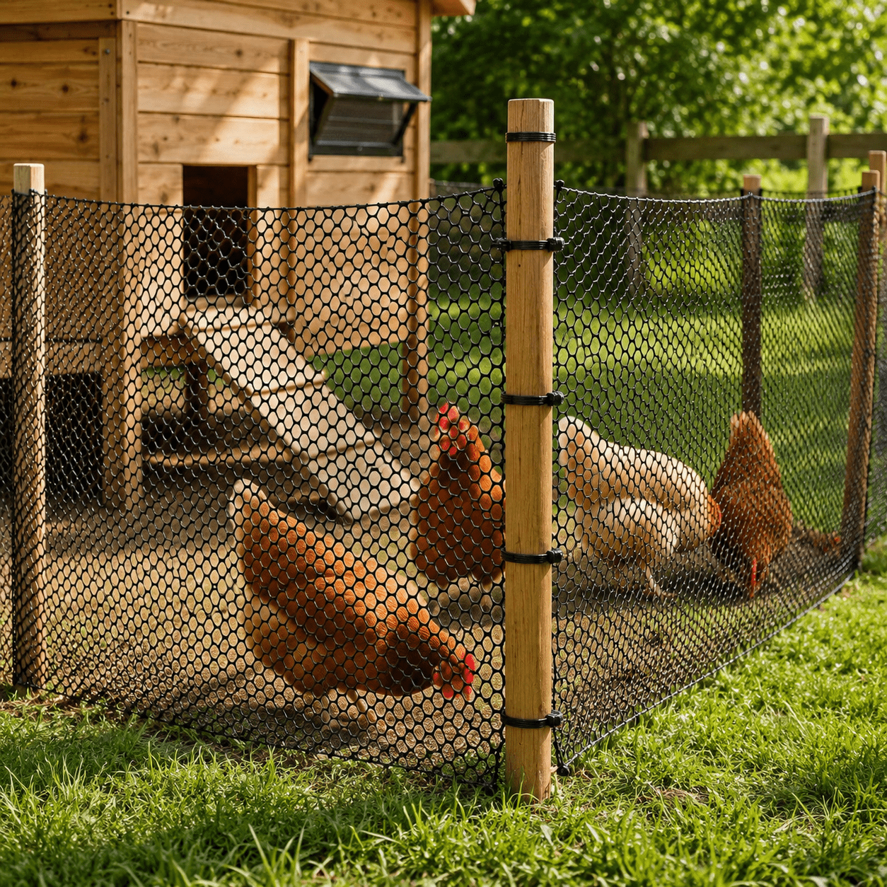 Troxlin Plastic Wire Mesh Fence Roll, 15.7IN x 26.3FT Plastic Chicken Wire Mesh, Balcony Garden Floral Netting Fencing Barrier for for Crafts, Poultry, Garden,Black(100 tie straps)