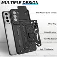 thumbnail image 3 of for Samsung Galaxy S21 FE Case with HD Screen Protector, Heavy Duty Shockproof with 360 ° Rotation Metal Kickstand [Military Grade] Protective Case for Galaxy S21 FE 5G, Black, 3 of 7