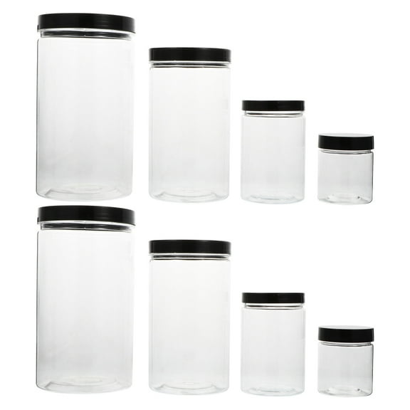 IBASETOY 8Pcs Pet Food Storage Containers with Black Lids Airtight Sealed Storage Cans