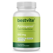Pycnogenol 100mg (60 Capsules) -  French Maritime Pine Bark Extract - No Stearates - Gluten Free - Non GMO