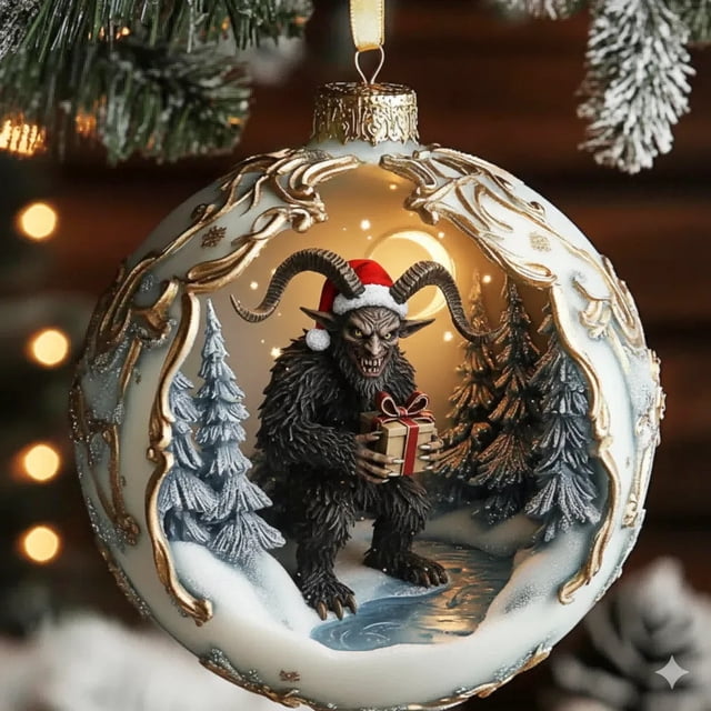 Colección de Adornos de Leyendas Navideñas Míticas | Krampus con Un Regalo | Tomte, El Guardián Del Hogar | Folclore Islandés | Bruja Italiana | Colgante para Árbol de Navidad | 1 Colgante Decorativo