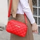 thumbnail image 4 of Bolso Mujer Hombro Bordado Crossbody PU Lattice Messenger Rojo, 4 of 7
