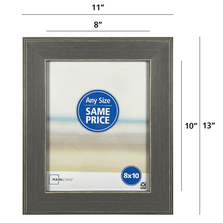 Mainstays 8x10 Matted to 5x7 Shiny Metal Tabletop Picture Frame, Silver