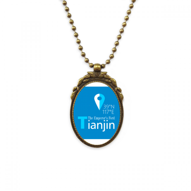 Tianjing geografía coordenadas trave Collar Retro Elíptico Colgante Achinado Unbranded M