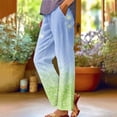 thumbnail image 2 of Kvture Beach Pants for Women Vacation Casual Boho Linen Pant Fashion Wide Straight Leg Lounge Trousers Green XL, 2 of 5