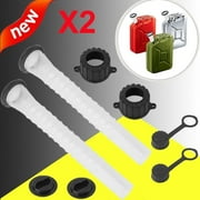 2X Kits Spout Stopper Vent Cap Gas Fuel Can Replacement Flexible Replacement Plastic Recoil Hose Tube Pipe Spout And Parts Kit