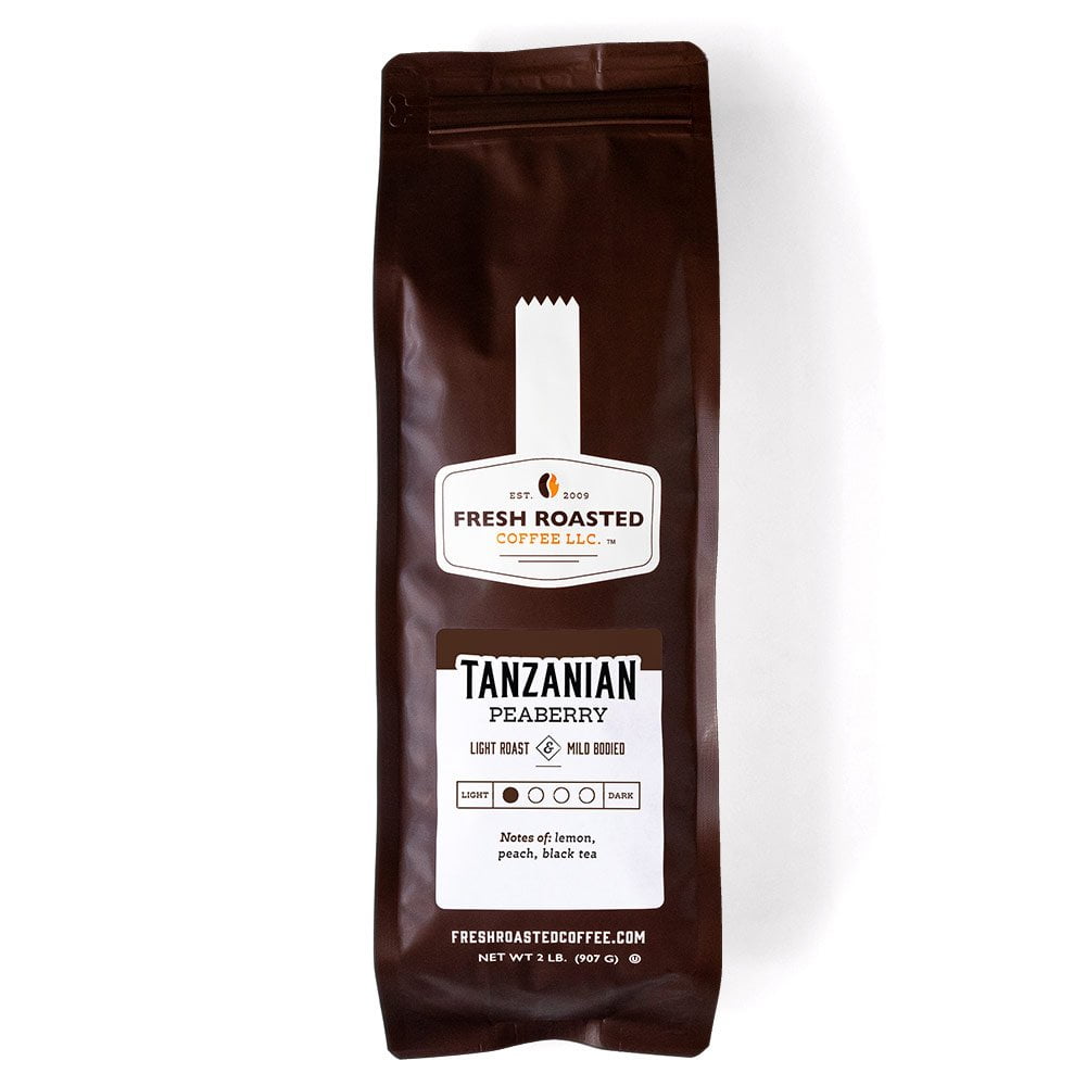 Fresh Roasted Coffee Llc Tanzanian Peaberry Whole Bean Coffee, 2 Lb