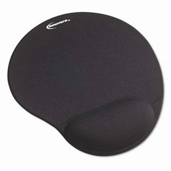Mouse Pad with Gel Wrist Pad, Nonskid Base, 10.38 x 8.88, Black