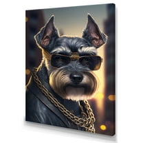 Designart Schnauzer Gangster in NYC III Canvas Wall Art
