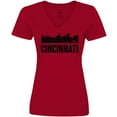 thumbnail image 3 of Inktastic Cincinnati Skyline Grunge Women's V-Neck T-Shirt, 3 of 5