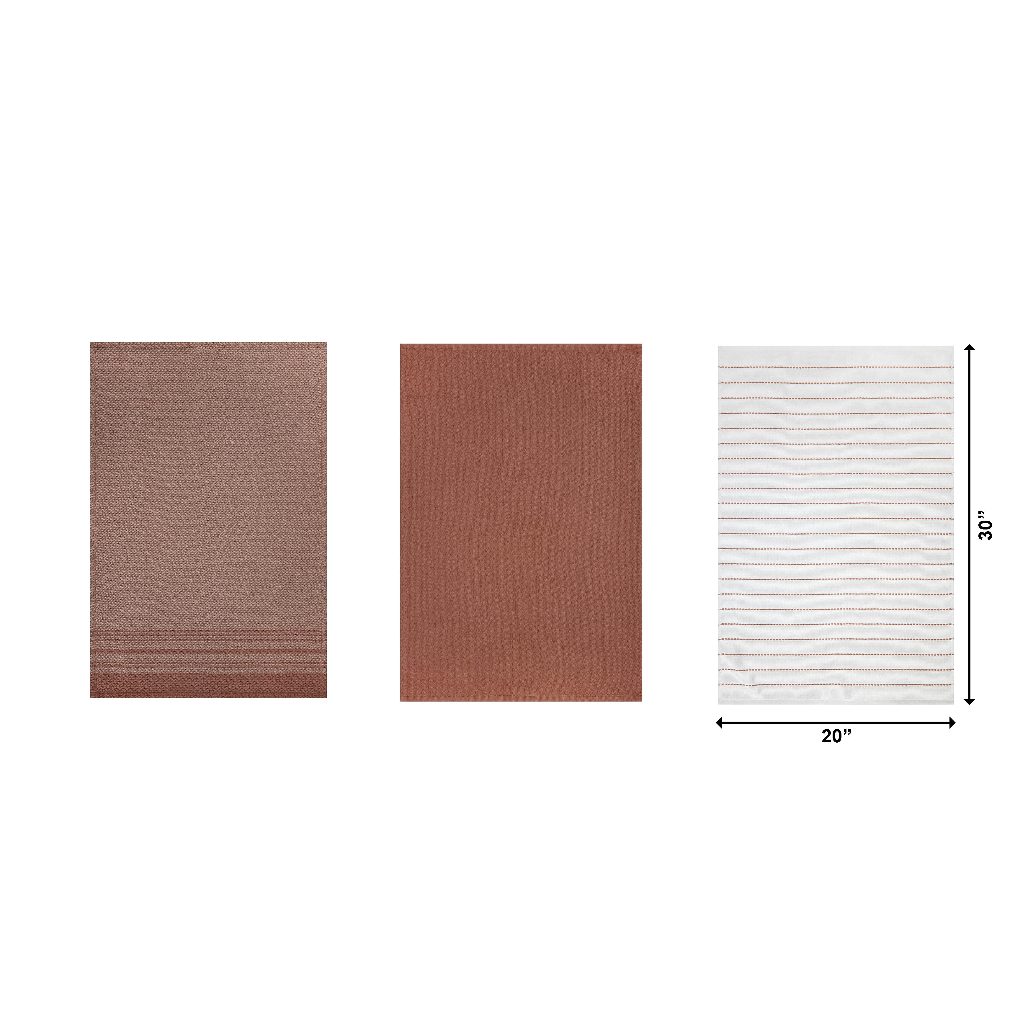 Better Homes & Gardens Elmley Terracotta & Ivory 3 Pack Kitchen Towel Set â€“ 20â€ x 30â€ - 100% Cotton