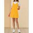 thumbnail image 5 of INSPIRE CHIC Women's Adjustable Strap Above Knee Button Down Overall Dress with Pockets Yellow XS, 5 of 6