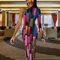 thumbnail image 4 of Multicolored watercolor stripes pattern Half Dleeve Split Dress Aesthetic clothing elegant dresses plus sizes dresses for prom, 4 of 6