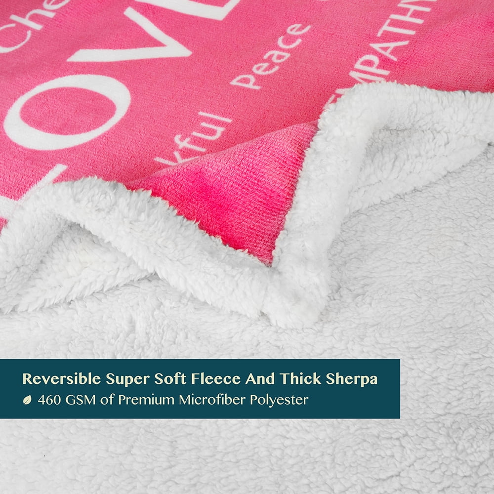 PAVILIA Get Well Soon Gifts for Women, Sympathy Blanket Inspirational Thoughtful Gift, Sherpa Fleece Healing Blanket Surgery Wellness Comfort, Hug Love Throw Breast Cancer Chemo Patient, 50x60 Pink