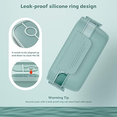 Adult Lunch Box,3 Stackable Bento Lunch Containers for Adults, Modern Minimalist Design Bento Box with Utensil Set, Leak-Proof Lunchbox for Dining Out, Work, Picnic