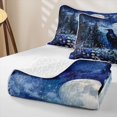 thumbnail image 4 of Feelyou Boho Raven Forest Twin Quilt Set, Spooky Moon Wildflower Twin Coverlet Set, Blue Purple, 2 Pieces, 1 Comforter and 1 Pillowcase, 4 of 7