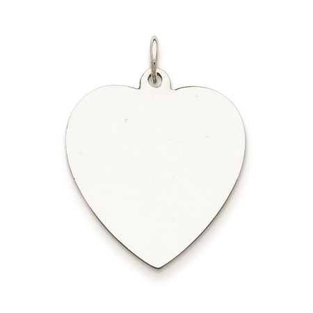 Engravable Polished Heart Disc Charm Sterling Silver Pendant 23mmx21mm