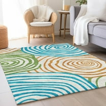 Addison Rugs Chantille Indoor/Outdoor Transitional Swirls White Washable Rectangle Rug, 8' x 10'