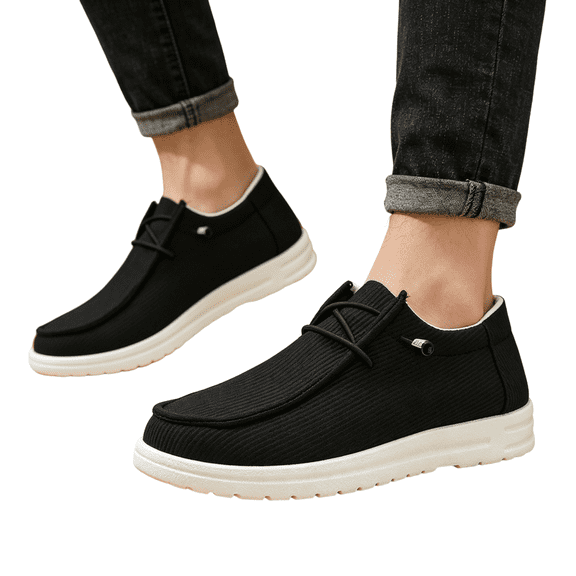 EKVAHL Orthopedic Slip On Loafers for Women, Canvas Walking Sneakers, Wide Width Elastic Lace Travel Gym Casual Shoes Black
