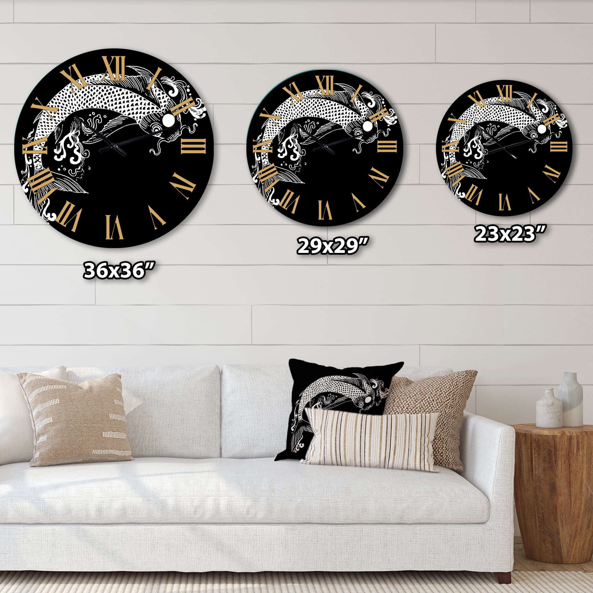 Designart 'Chinoiserie Koi Fish I' Traditional Wall Clock