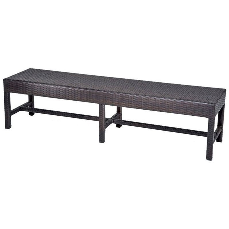 Bowery Hill Outdoor Wicker Dining Bench, Outdoor Wicker Bench