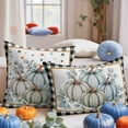 thumbnail image 6 of Fall Throw Pillow Covers&nbsp;18x18 Inch Set of 2 Pumpkin Sage Green Leaves Decorative Pillow Covers Black Plaid Cushion Cover Pillowcase for Sofa Couch Bed Home Decor, 6 of 9